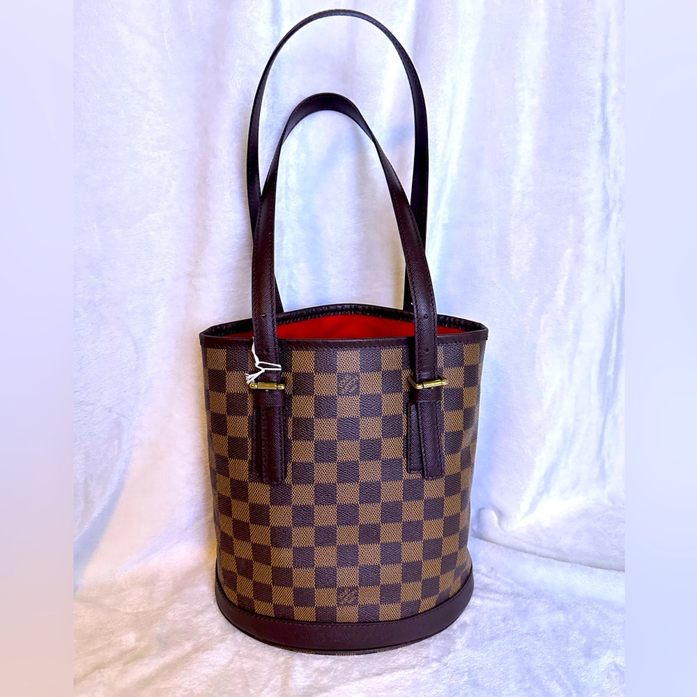 Authentic Louis Vuitton Damier Ebene Marais Bucket Bag PM
